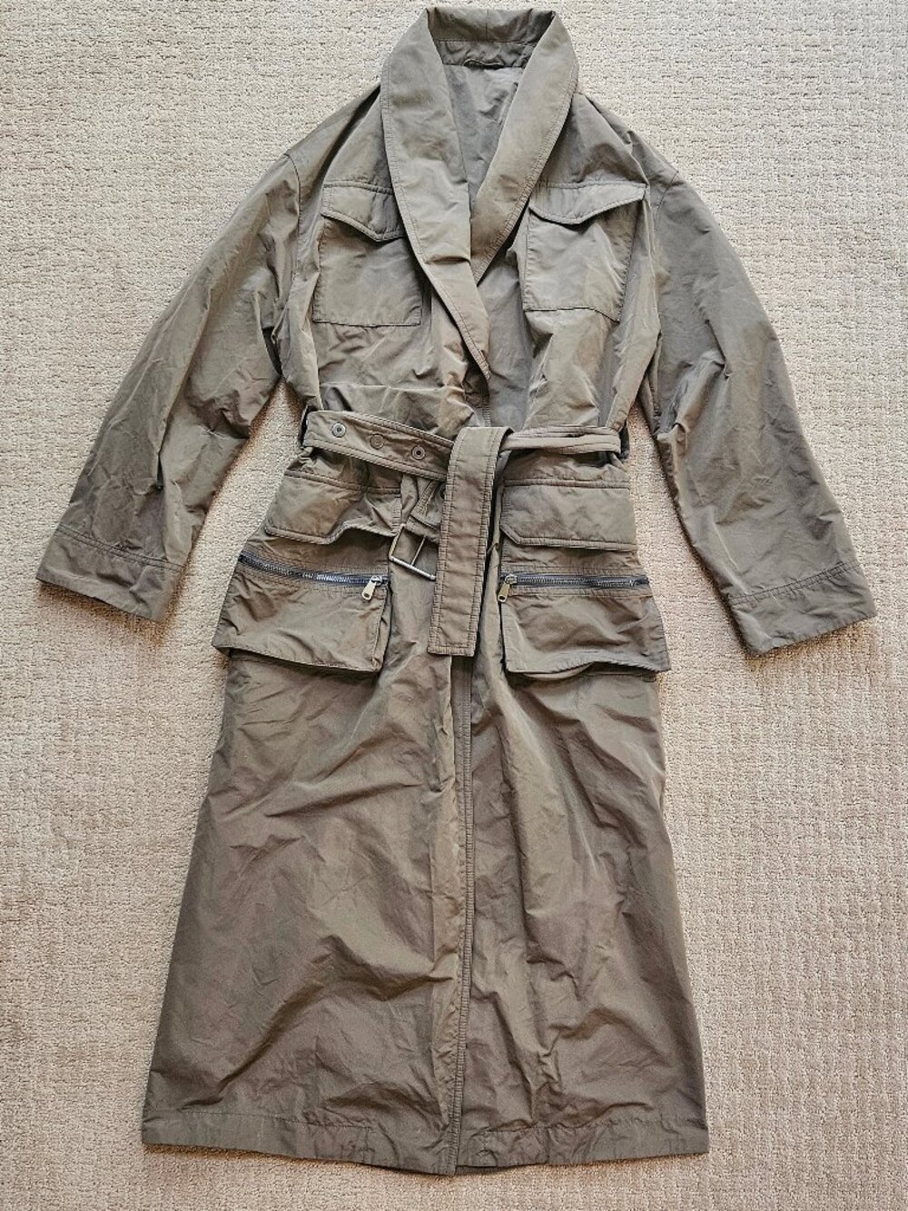 Brunello Cucinelli Trench Coat Cargo Style Mushroom Size 40 EUC